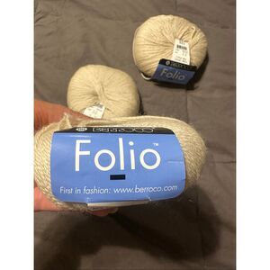 Berroco Folio tan cream alpaca blend yarn 3 skeins 1.75oz knitting crochet